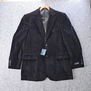 Meeting Street Mens Black‎ Corduroy Blazer Sport Coat 2-Button 44 Long NEW